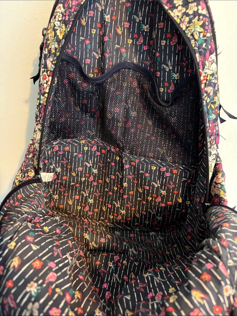Floral Quilted Women's Backpack - Black Multi - Picture 5 of 6